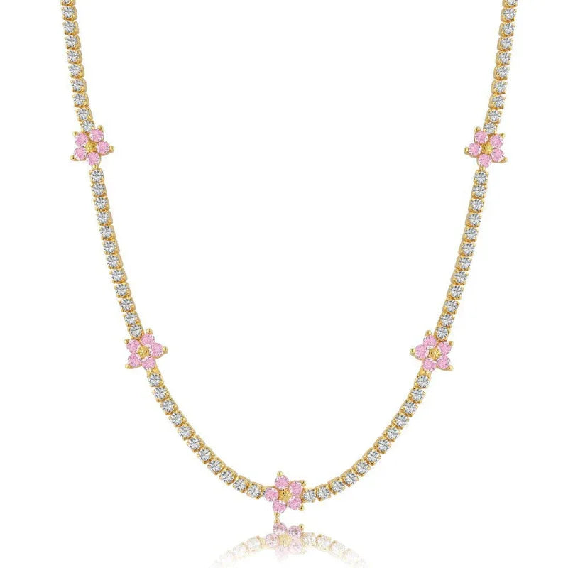 Engagement Flower Choker Tennis Necklaces - JIMMY JEWELRY 01