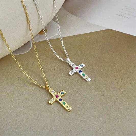 Colorful Gemstone Cross Pendant - JIMMY JEWELRY 01