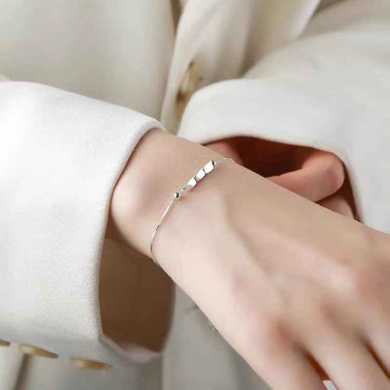 Unique Bead Chain Bracelet with Silver Accents