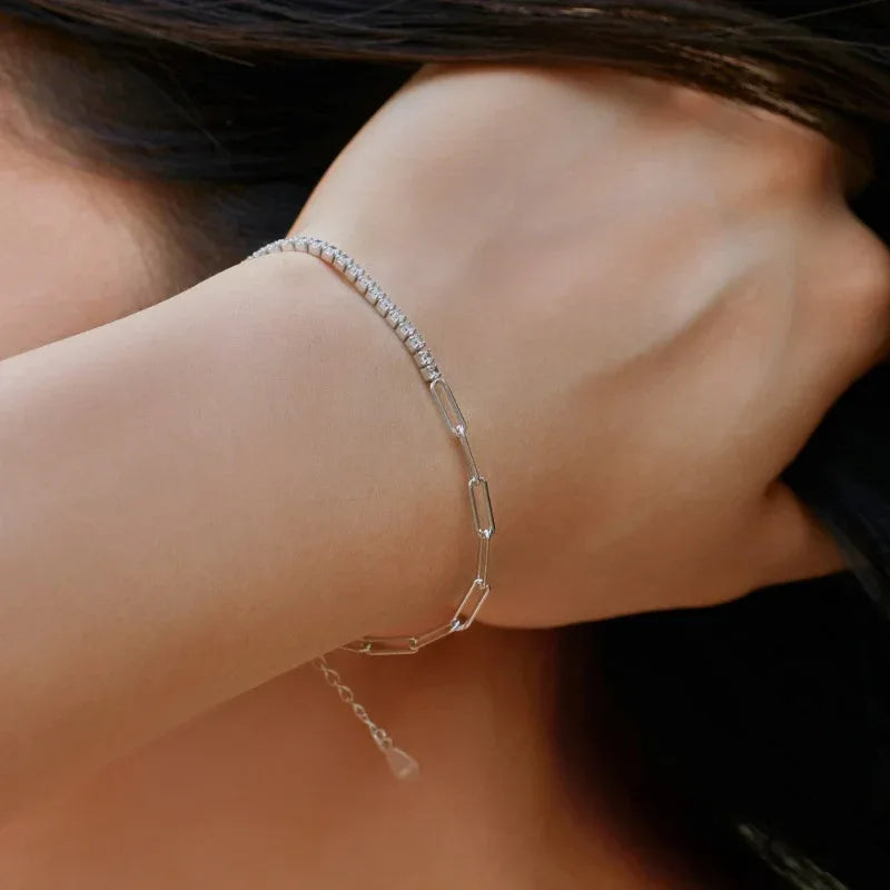 Paperclip Chain 5A Cubic Zirconia Diamond Tennis Bracelets - JIMMY JEWELRY 01