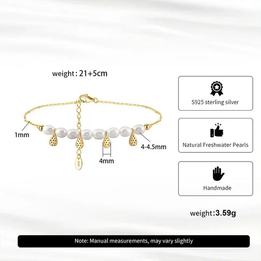 natural freshwater pearls silver anklet for girlfriend - JIMMY JEWELRY 01