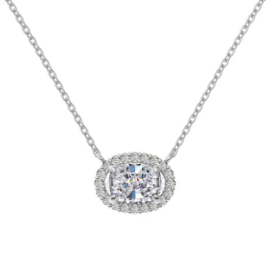 Oval 8A Crushed Iced Cut Zirconia Pendant Necklace - JIMMY JEWELRY 01