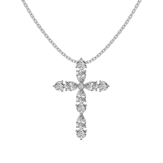 Waterdrop Shape 5A Zirconia Cross Pendant Necklaces - JIMMY JEWELRY 01