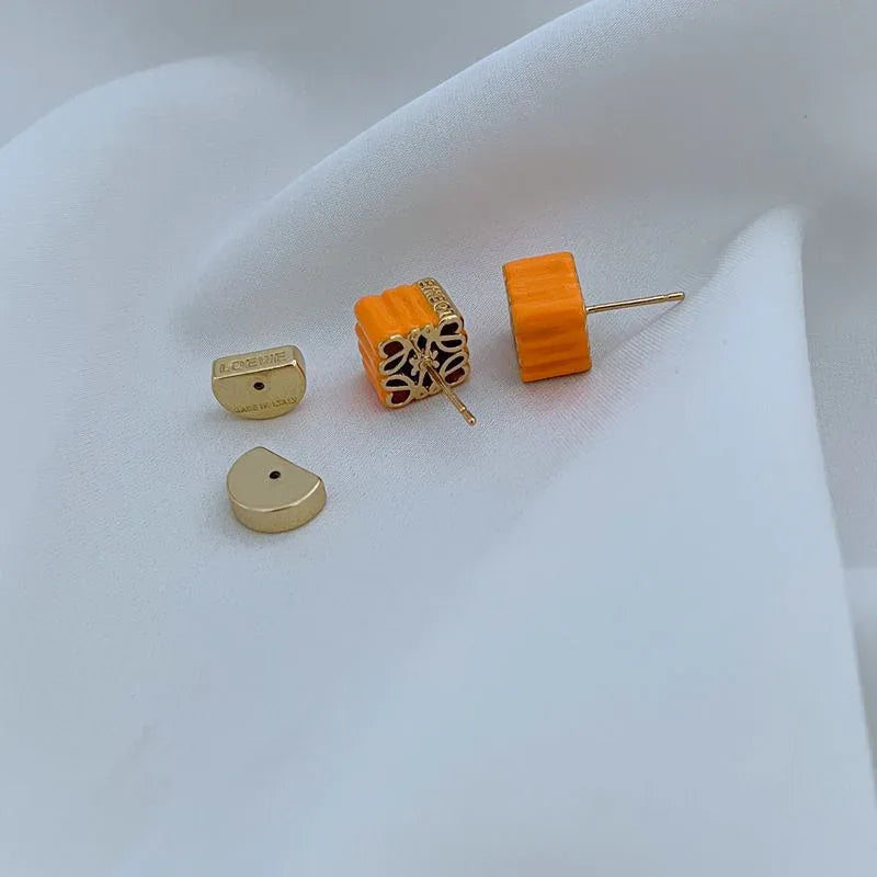 LOEWE Anagram Enamel Stud Earrings - JIMMY JEWELRY 01