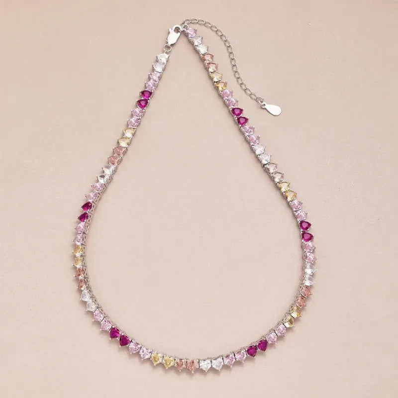 Full Diamond Heart Shape Tennis Jewelry Necklace - JIMMY JEWELRY 01