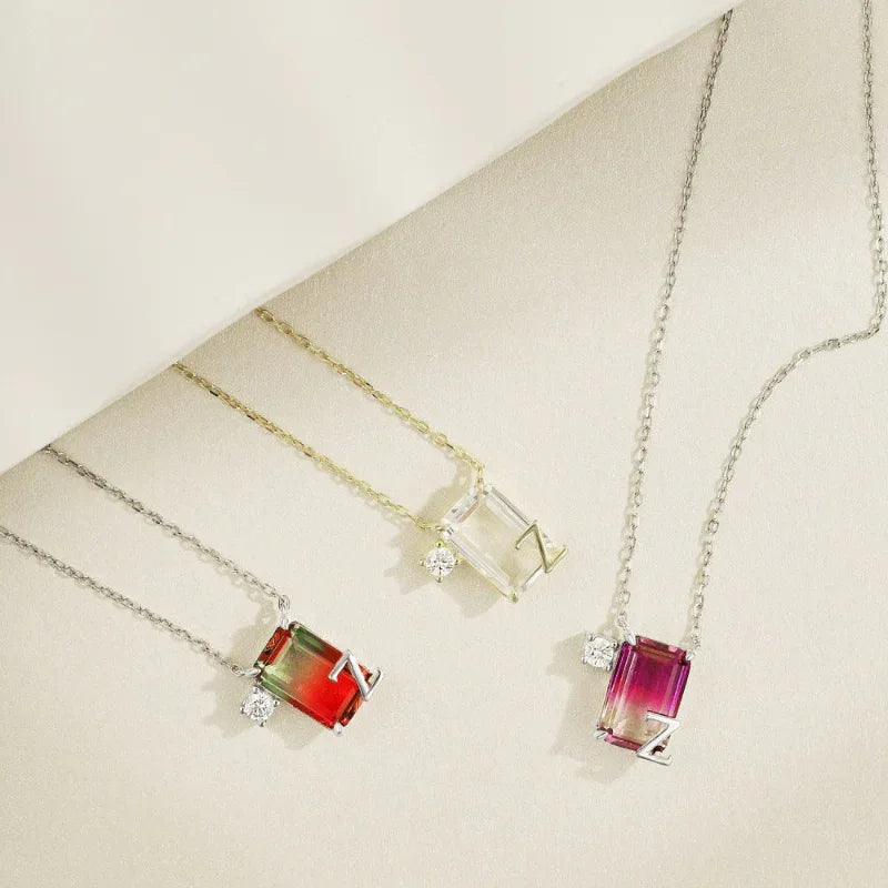 cubic zirconia initial necklace - JIMMY JEWELRY 01