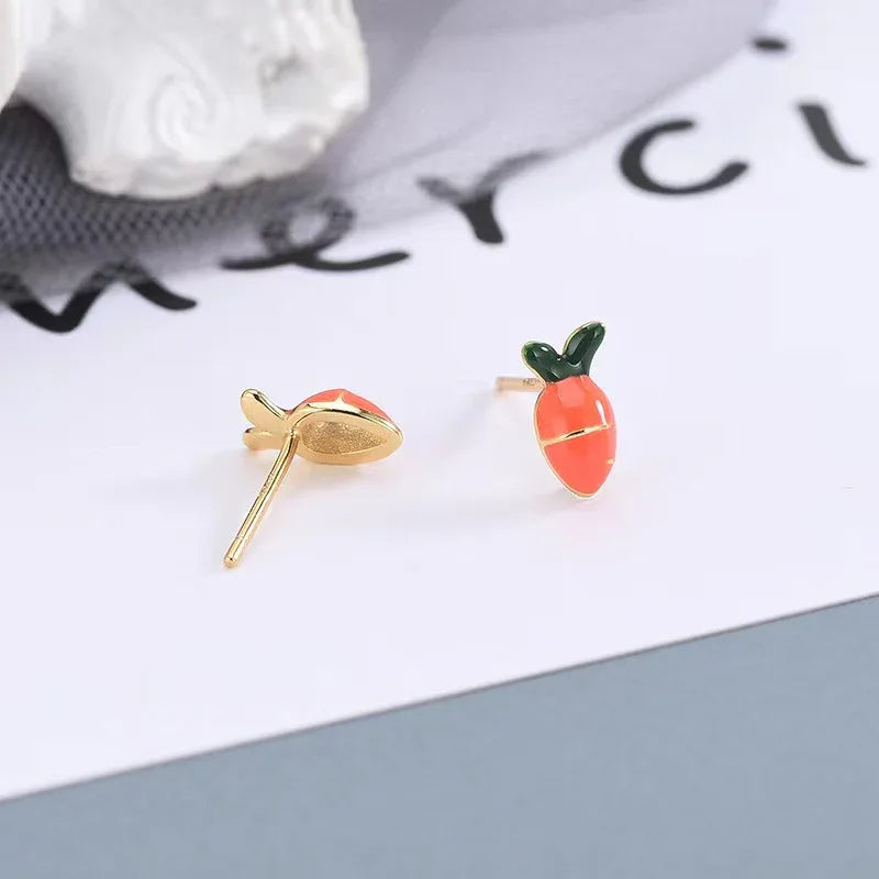 S925 silver enamel carrot stud earrings - JIMMY JEWELRY 01