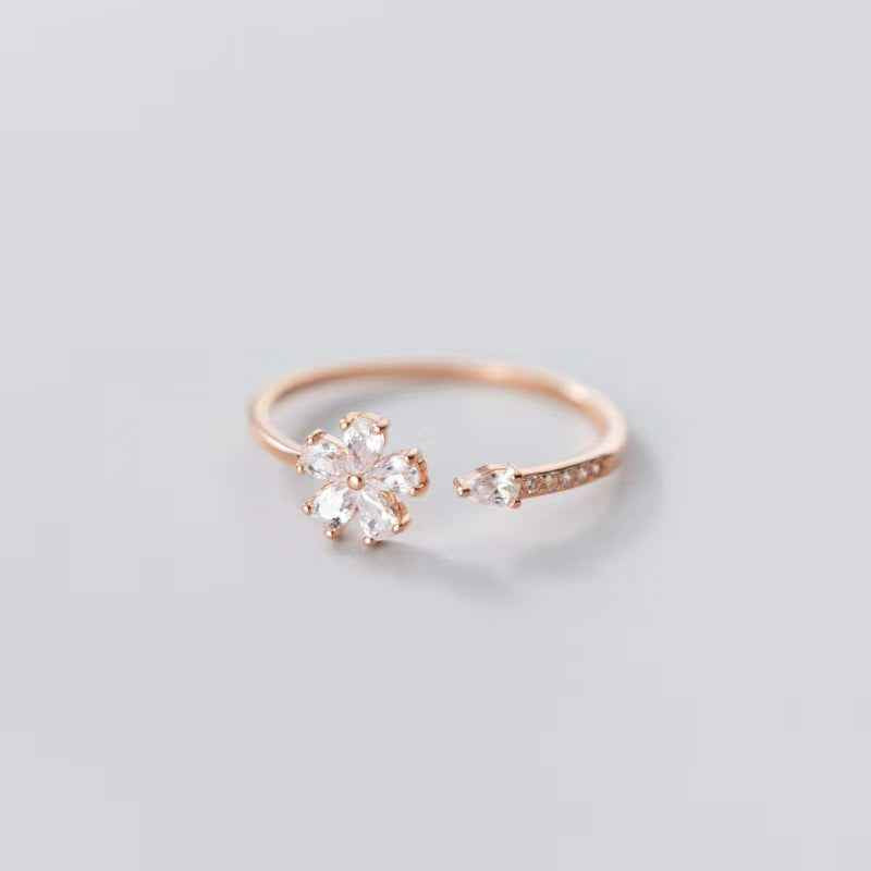 Sparkling Petal Flower Ring
