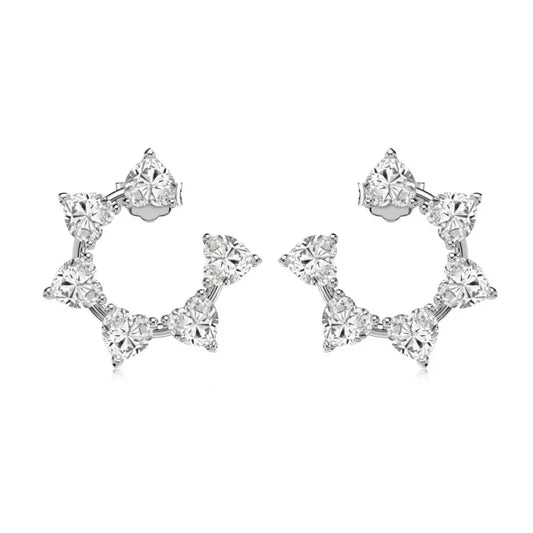 Zirconia Flower Shape Stud Earrings - JIMMY JEWELRY 01