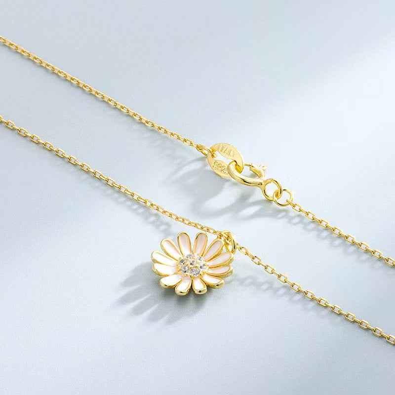 silver daisy flower necklace - JIMMY JEWELRY 01