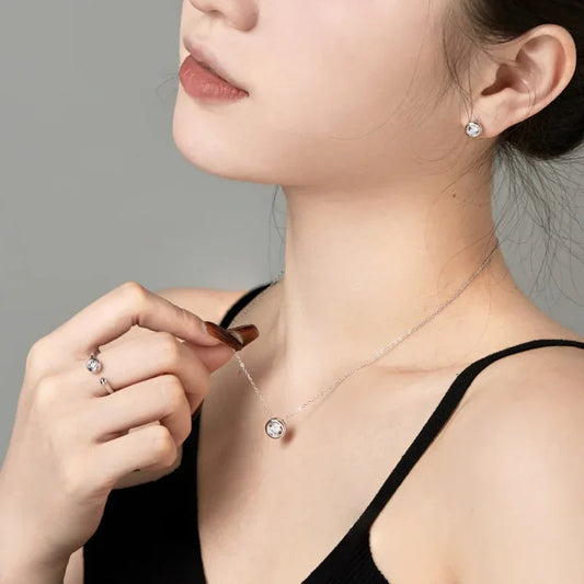 Minimalism Round Cubic Zirconia Necklace - JIMMY JEWELRY 01