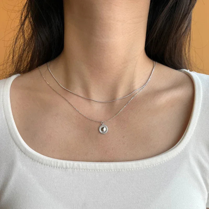 925 Sterling Silver Choker coin stack chains necklaces - JIMMY JEWELRY 01