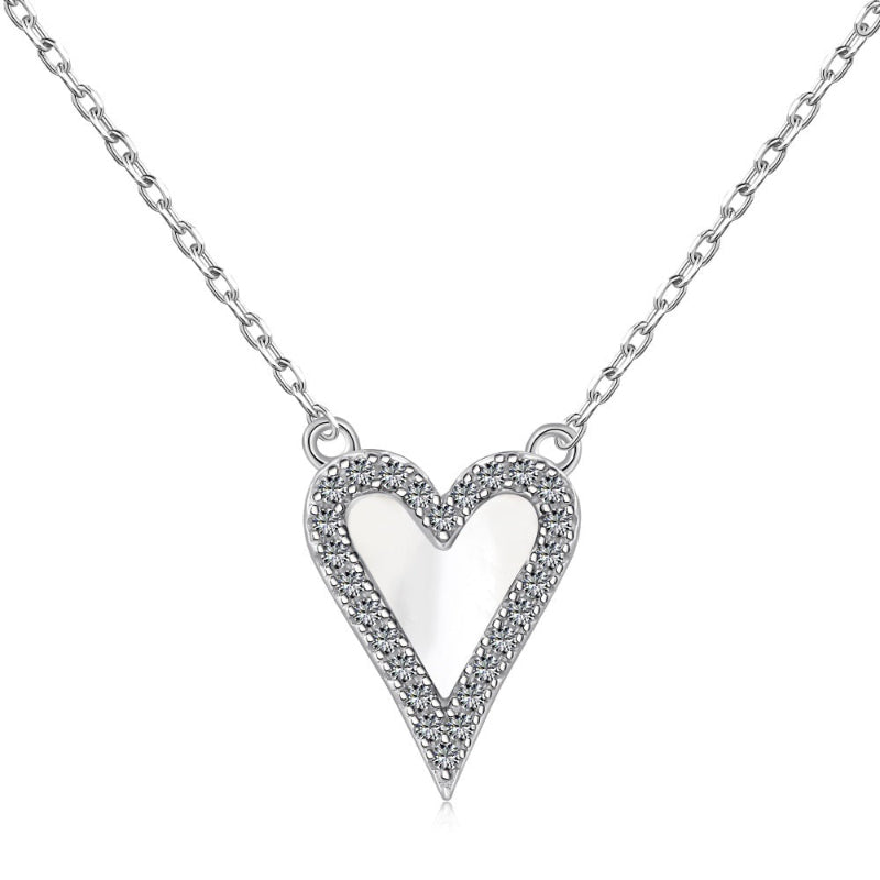 Minimalist White Inlay Heart Necklace
