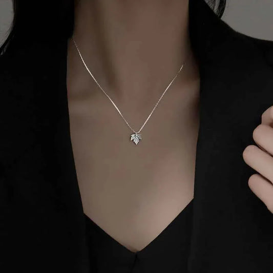 925 Sterling Silver Maple Leaf Necklace for Elegant Jewelry Collection - JIMMY JEWELRY 01