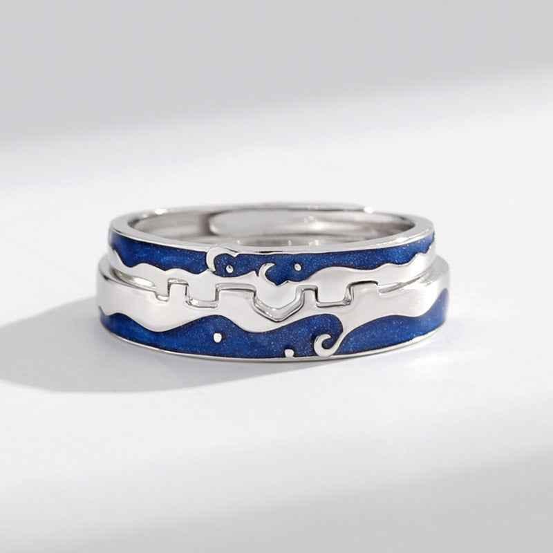 S925 Sterling Silver Wave Crown Rings for Couples - Matching Set - JIMMY JEWELRY 01