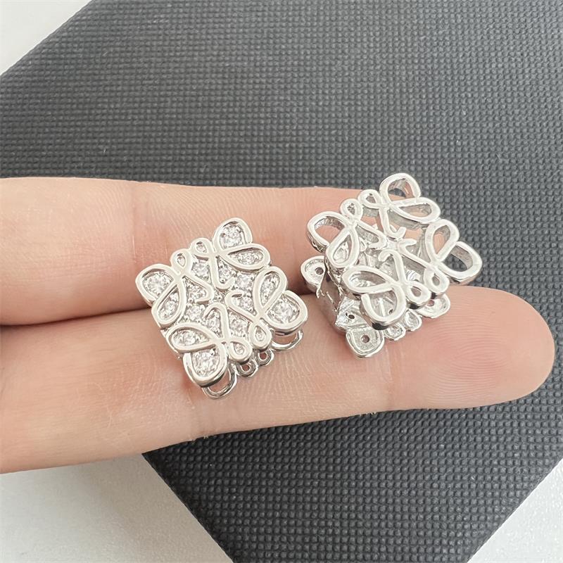 LOEWE Square Cutout Zirconia Stud Earrings for Women