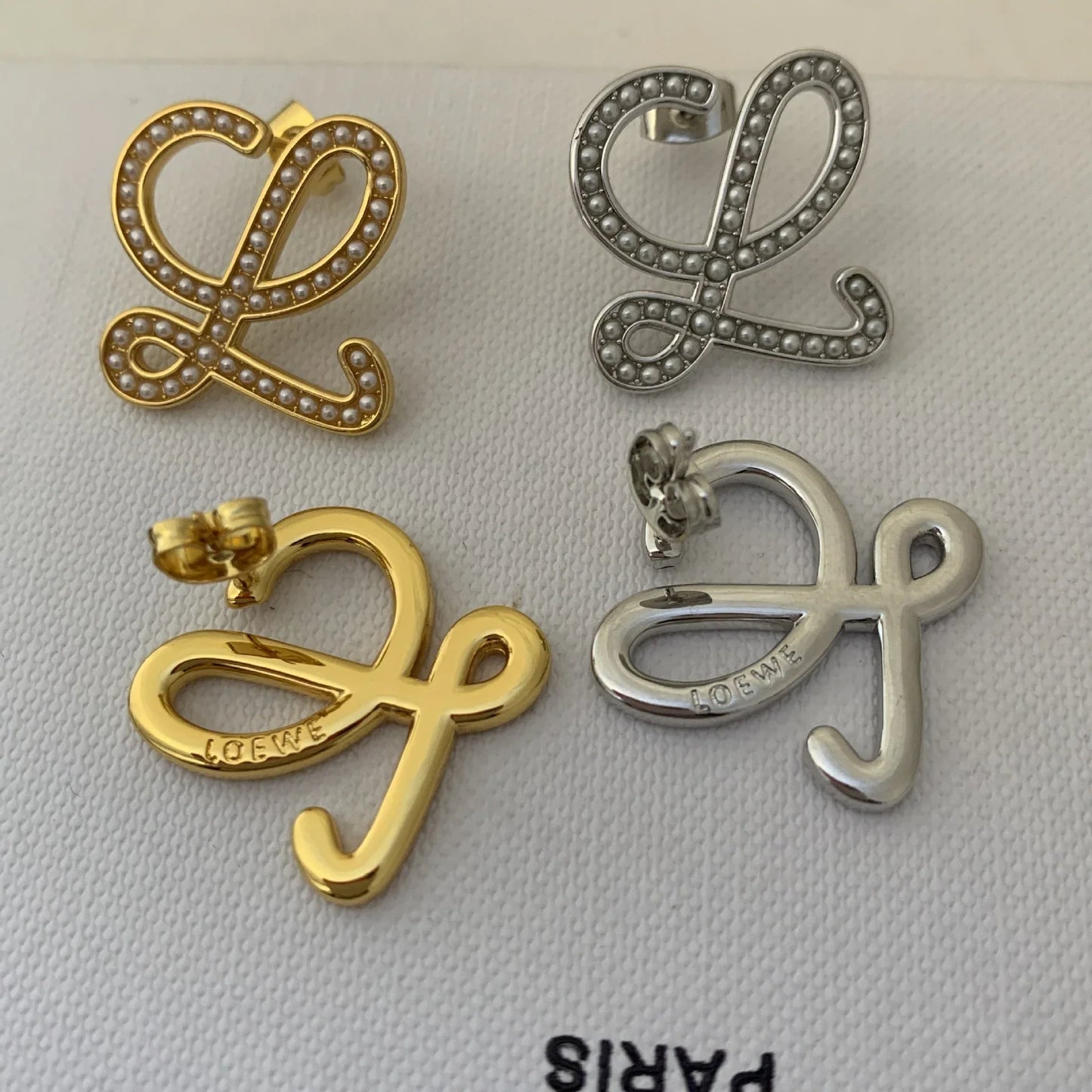 LOEWE Geometric Pearl-Encrusted Earrings Women - Perfect for Everyday Use - JIMMY JEWELRY 01