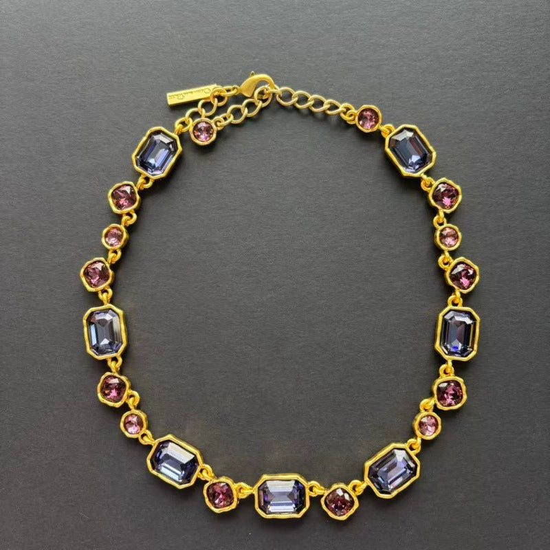 Oscar de la Renta Square Crystal Pendant Necklace