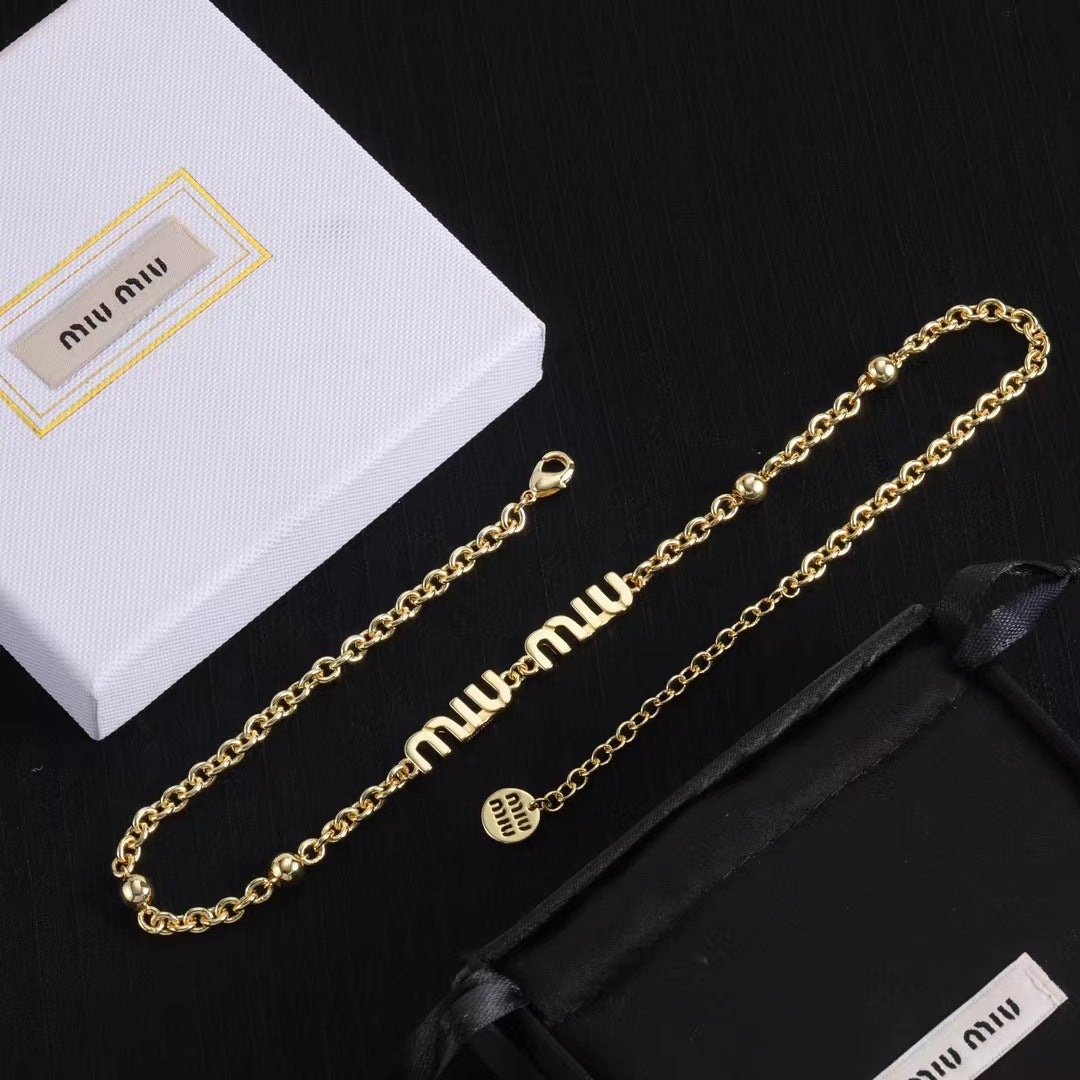 Miu Miu Logo Link Chain Necklace