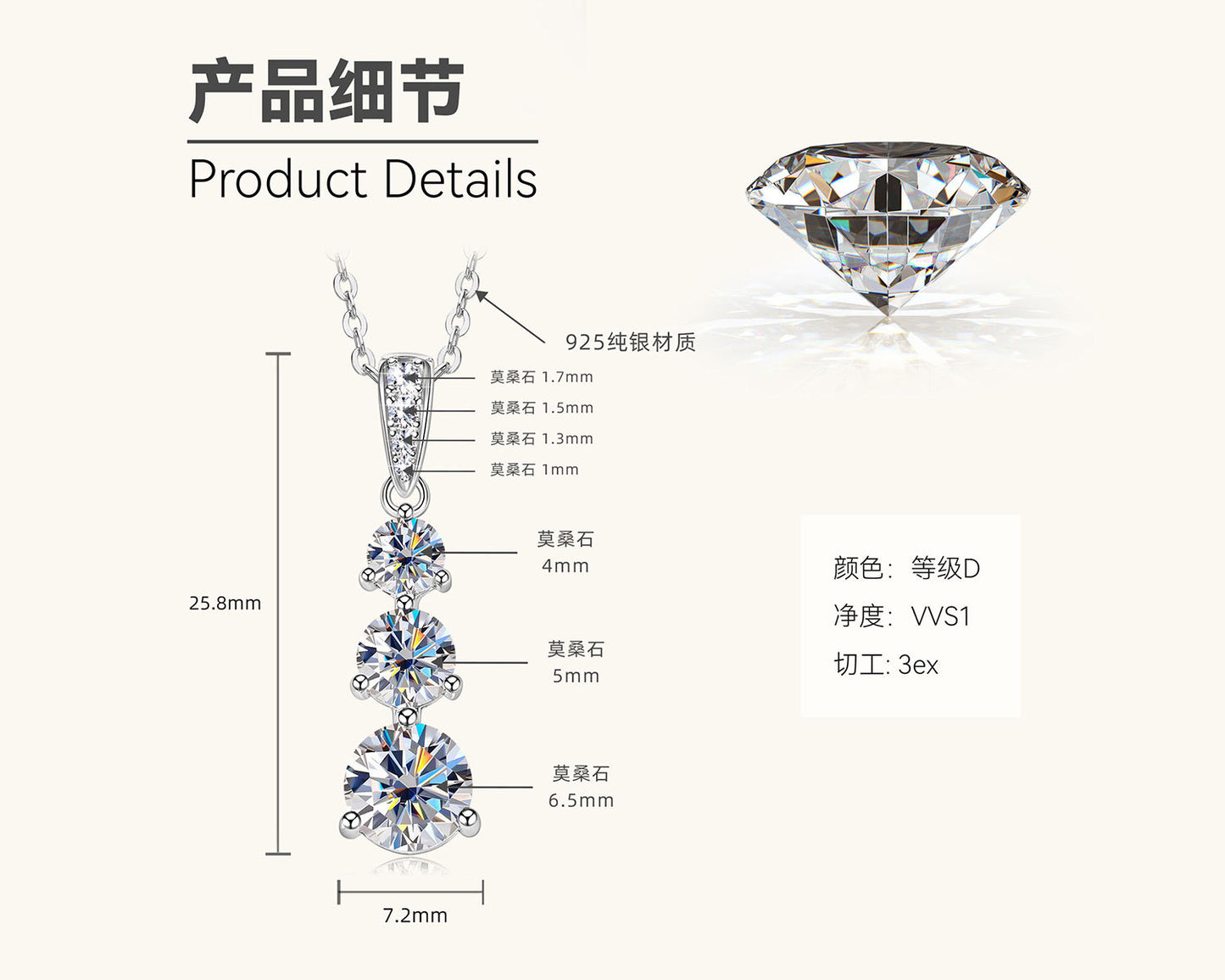 Sparkling Moissanite Waterfall Necklace