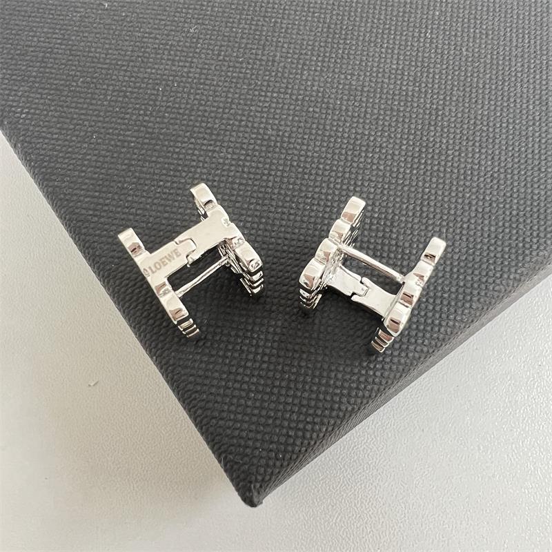 LOEWE Square Cutout Zirconia Stud Earrings for Women