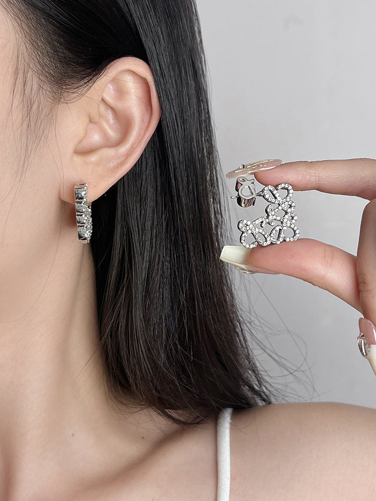 LOEWE Geometric Hollow Diamond Stud Earrings for Women