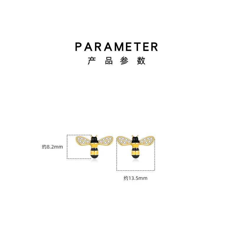 S925 Sterling Silver Diamond-set Bee Earrings - JIMMY JEWELRY 01