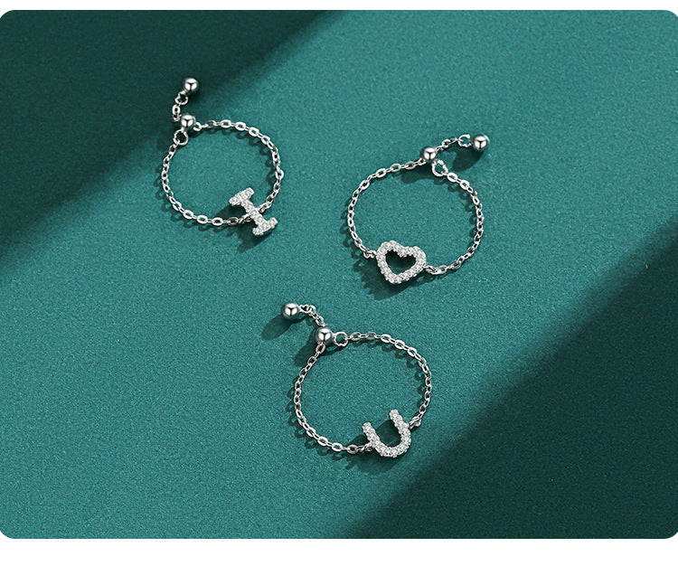 Sterling silver pavé initial letter bracelets with circular chain and pavé letter charms