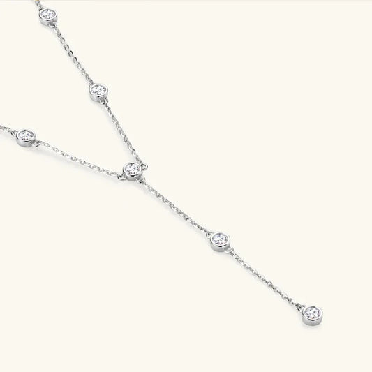 Sterling Silver Moissanite Y Drop Necklace - JIMMY JEWELRY 01