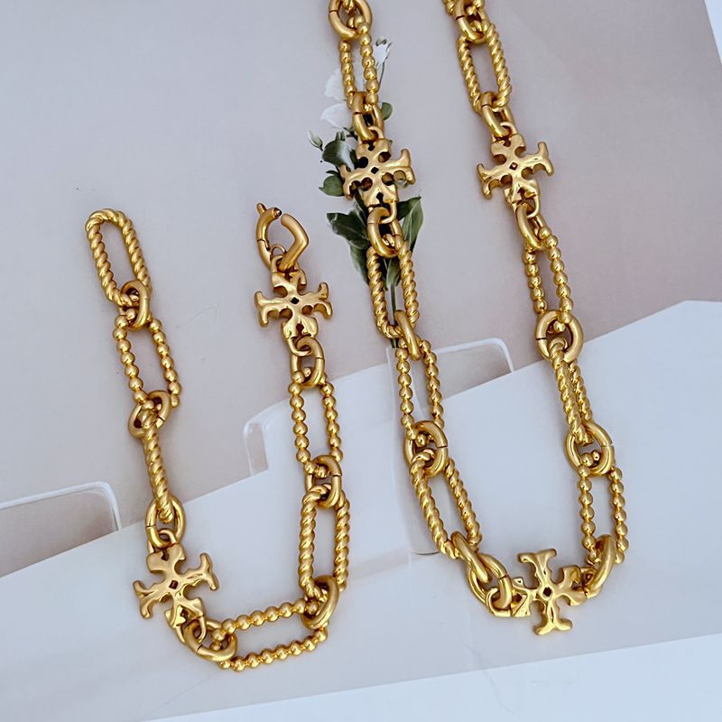 Tory Burch Square Chunky Chain Logo Metal Bracelet/Necklace