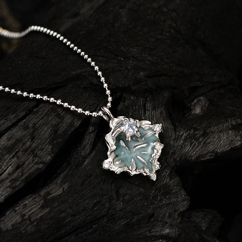 S925 Sterling Silver Irregular Diamond-Set Enamel Necklace