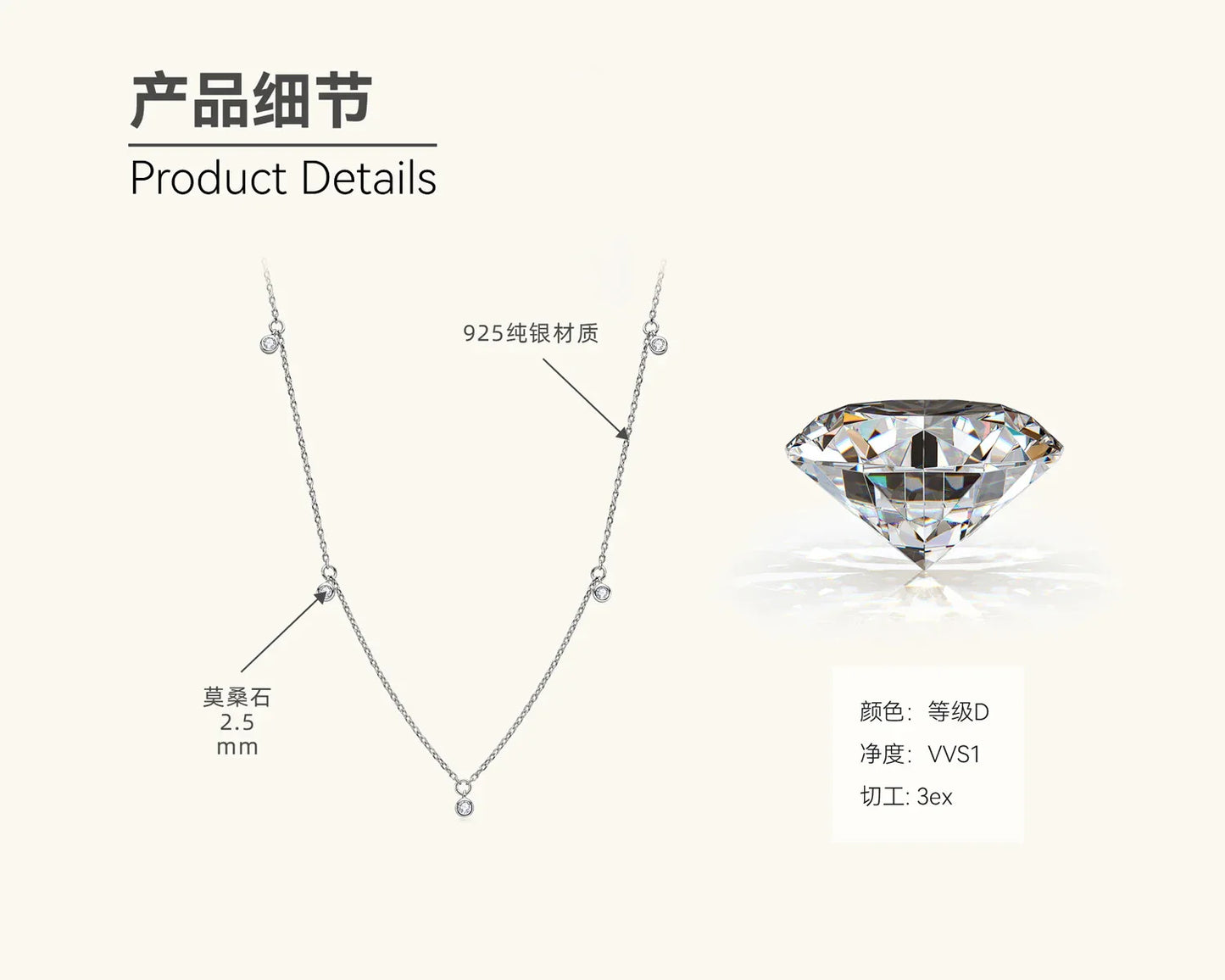 Sparkling Moissanite Dot Necklace - JIMMY JEWELRY 01