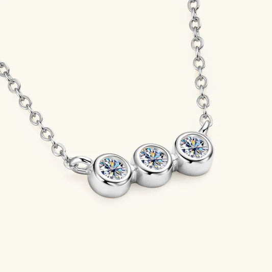 Three-Stone Moissanite Pendant Necklace - JIMMY JEWELRY 01