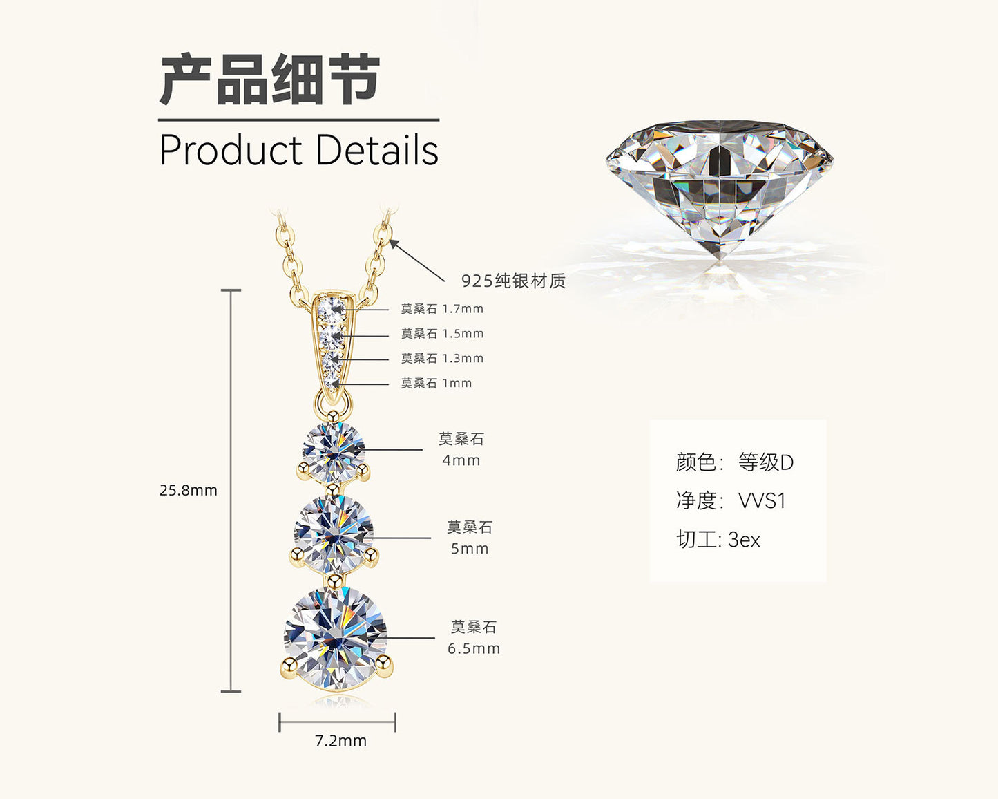 Sparkling Moissanite Waterfall Necklace