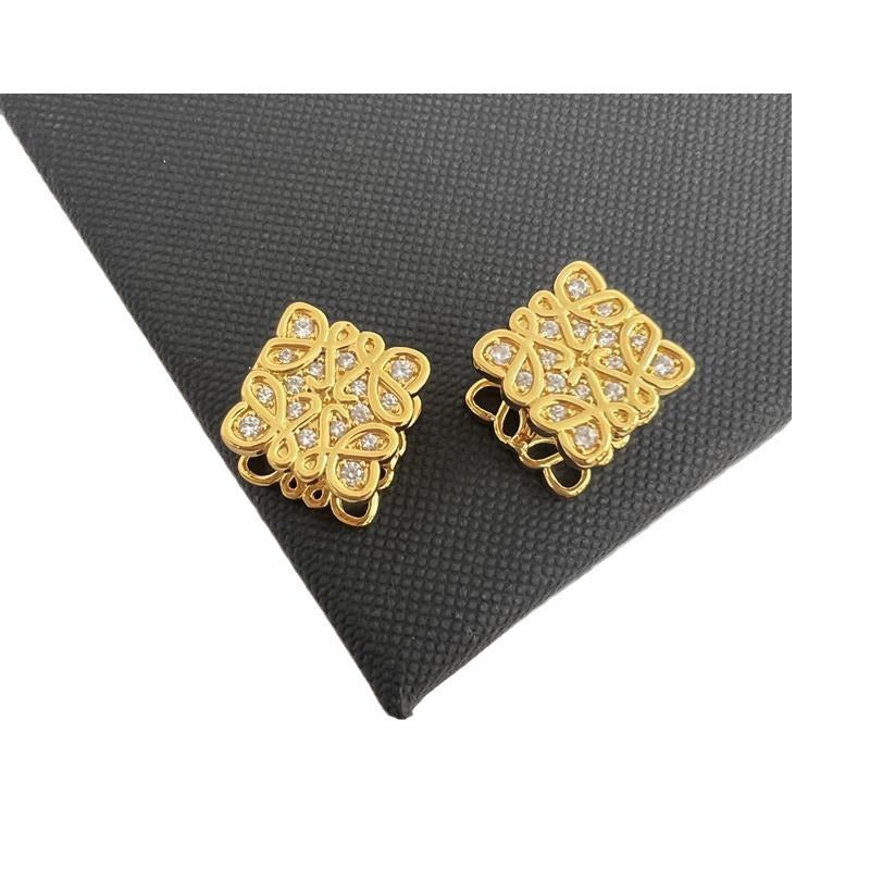 LOEWE Square Cutout Zirconia Stud Earrings for Women