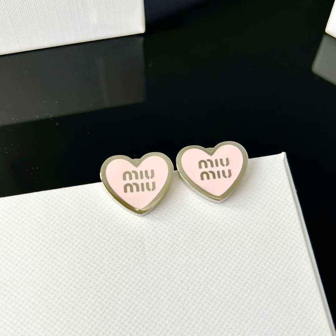 Miu Miu heart enamel stud earrings - JIMMY JEWELRY 01