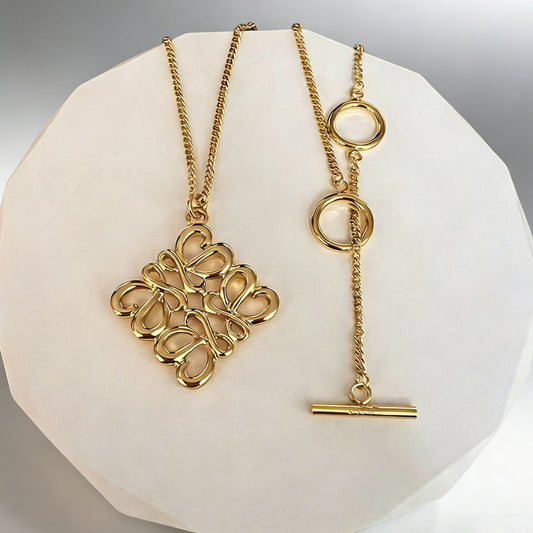 LOEWE Classic Cut-out Logo Square Pendant Necklace