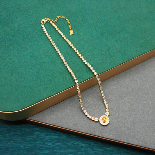 Vintage Gold-Tone Round Button Earrings Bracelet necklaces Set