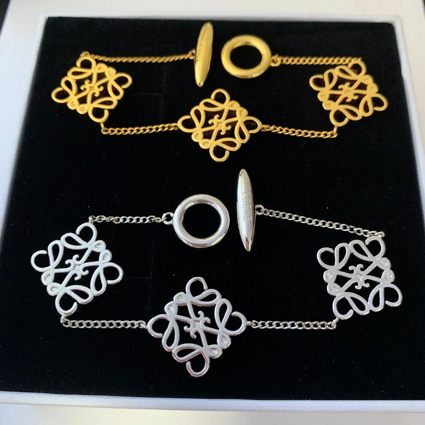 LOEWE Openwork Geometric Abstract Square Bracelet - JIMMY JEWELRY 01