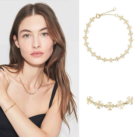 Tory Burch necklace and bracelet fashion simple jewelry set
