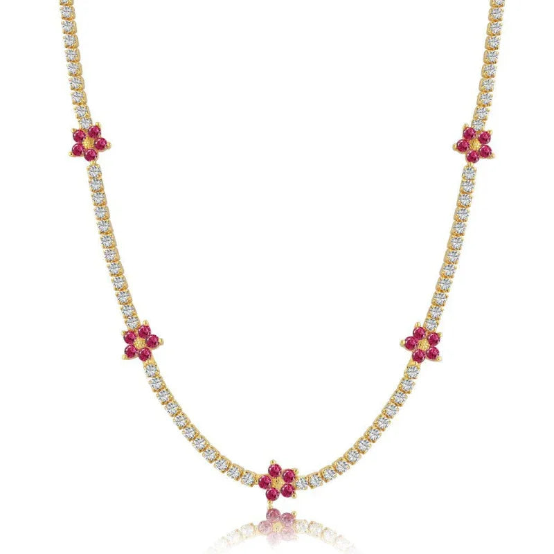 Engagement Flower Choker Tennis Necklaces - JIMMY JEWELRY 01