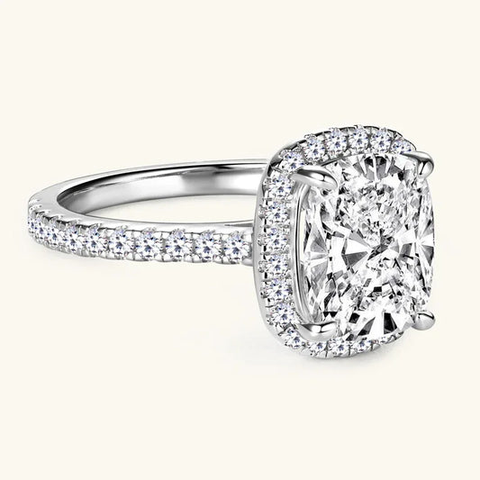 Cushion Cut Halo Moissanite Engagement Ring - JIMMY JEWELRY 01
