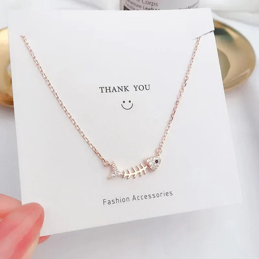 S925 Sterling Silver Fishbone Necklace for Women - JIMMY JEWELRY 01