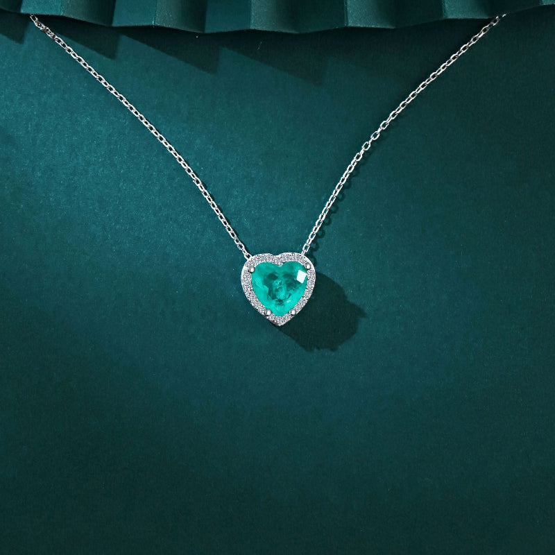 Lustrous Silver Green Heart Statement