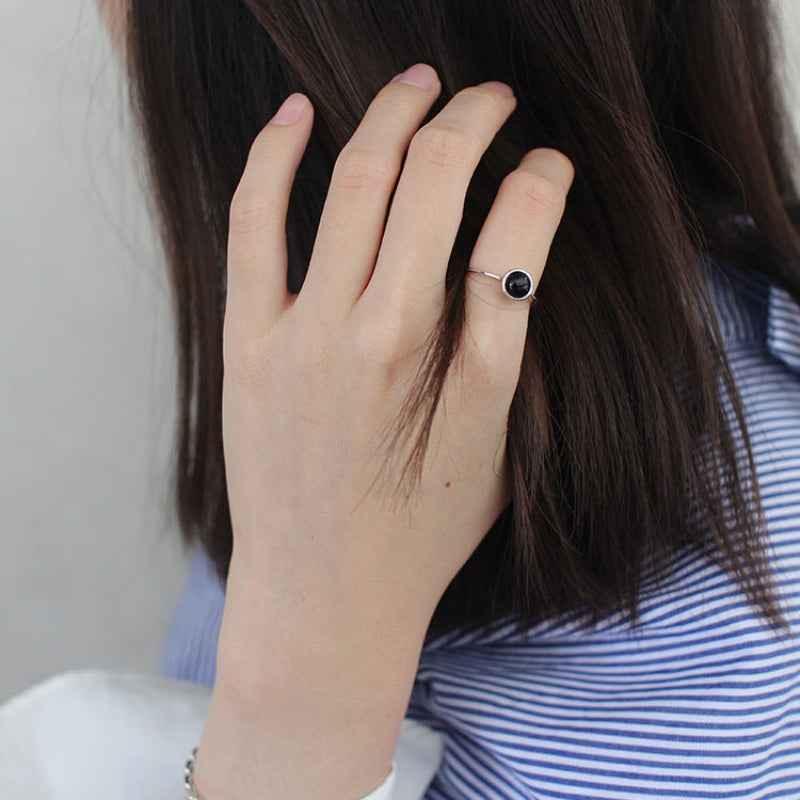 Black Onyx Open Ring - Elegant Black Onyx Ring for Every Occasion - JIMMY JEWELRY 01