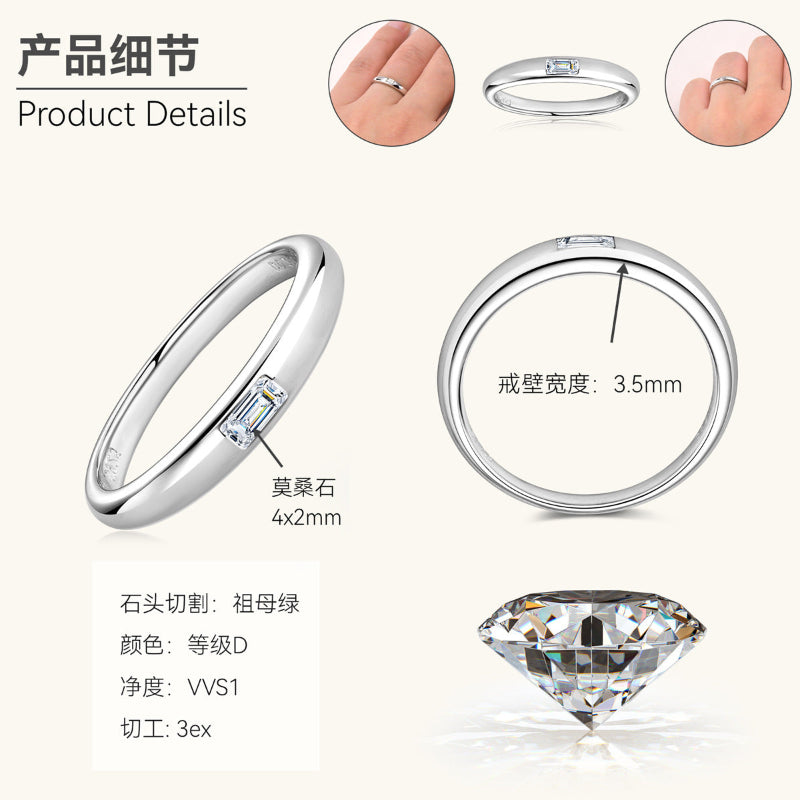 Shimmering Moissanite Inset Princess Cut Band