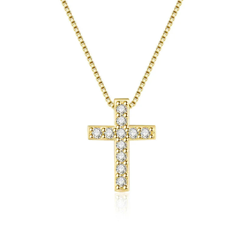 cubic zirconia cross necklace silver - JIMMY JEWELRY 01