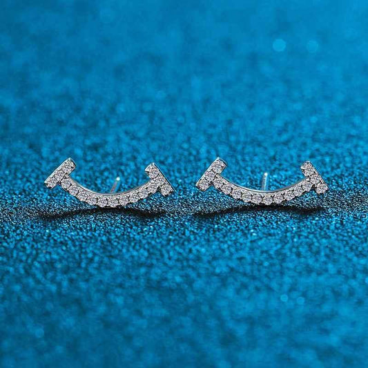 Sparkling Smile Curve Stud Earrings - JIMMY JEWELRY 01