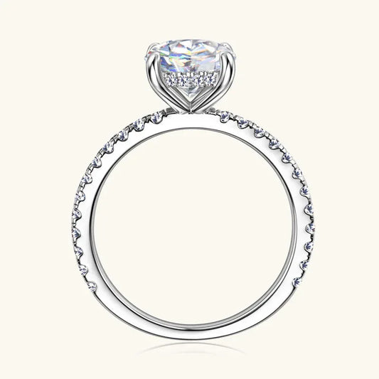 Pave Band Round Cut Moissanite Ring - JIMMY JEWELRY 01