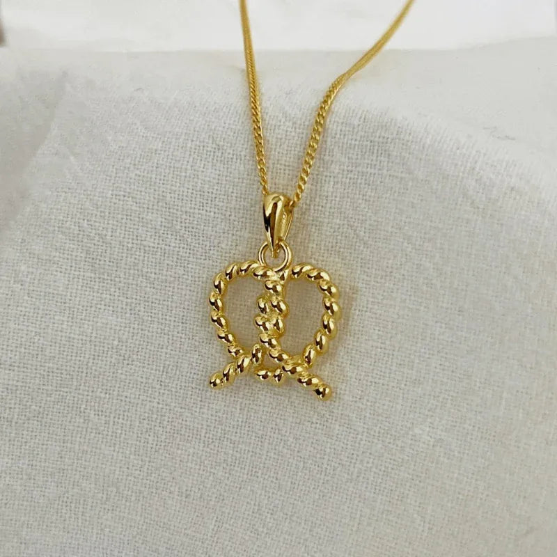 Heart Shape Twist Intersect Beaded Chain Pendant women - JIMMY JEWELRY 01